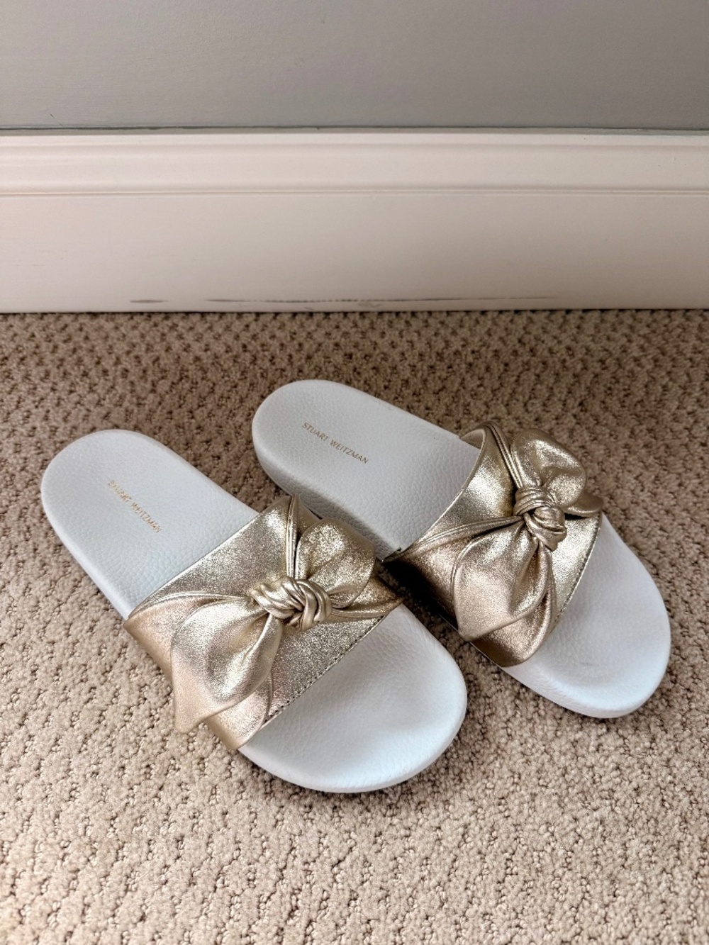 Stuart Weitzman Gold Beach Pool Sandal